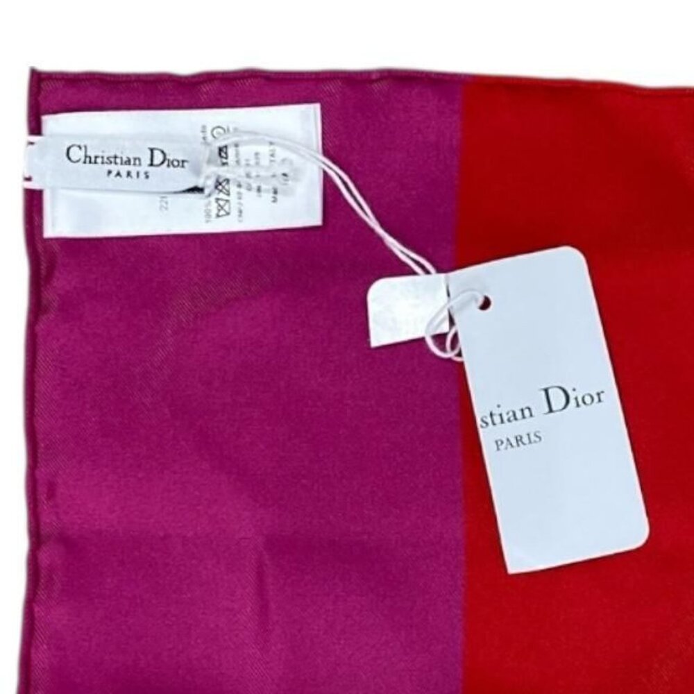 Christian Dior 22 Flp070 I615 2022 Flower Pop Scarf Silk Red Blue Pink - Picture 7 of 8